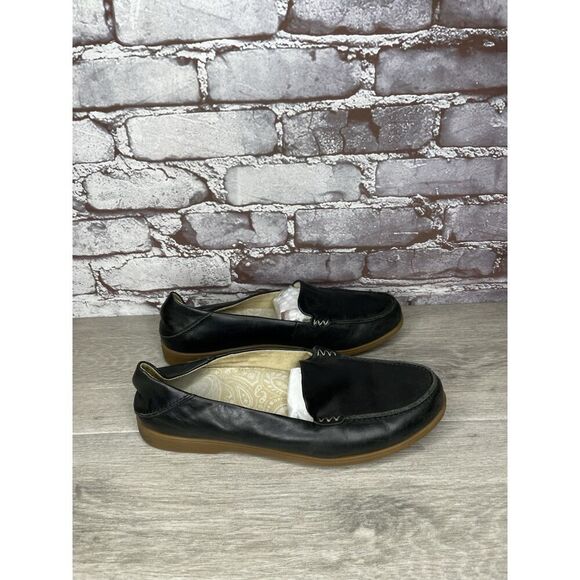 OluKai Kiele Black Leather Loafer Convertible Slip On Flats Shoes Women 9M US/39 - Picture 12 of 16